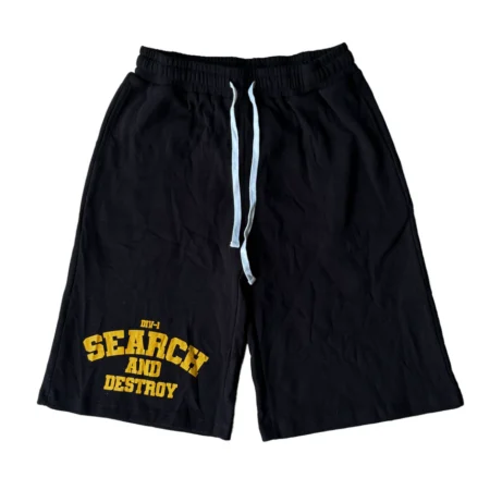 Peace in war “search & destroy” waffleknit shorts (black)