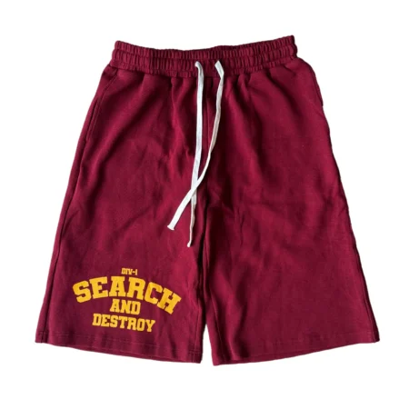 Peace in war “search & destroy” waffleknit shorts (red)
